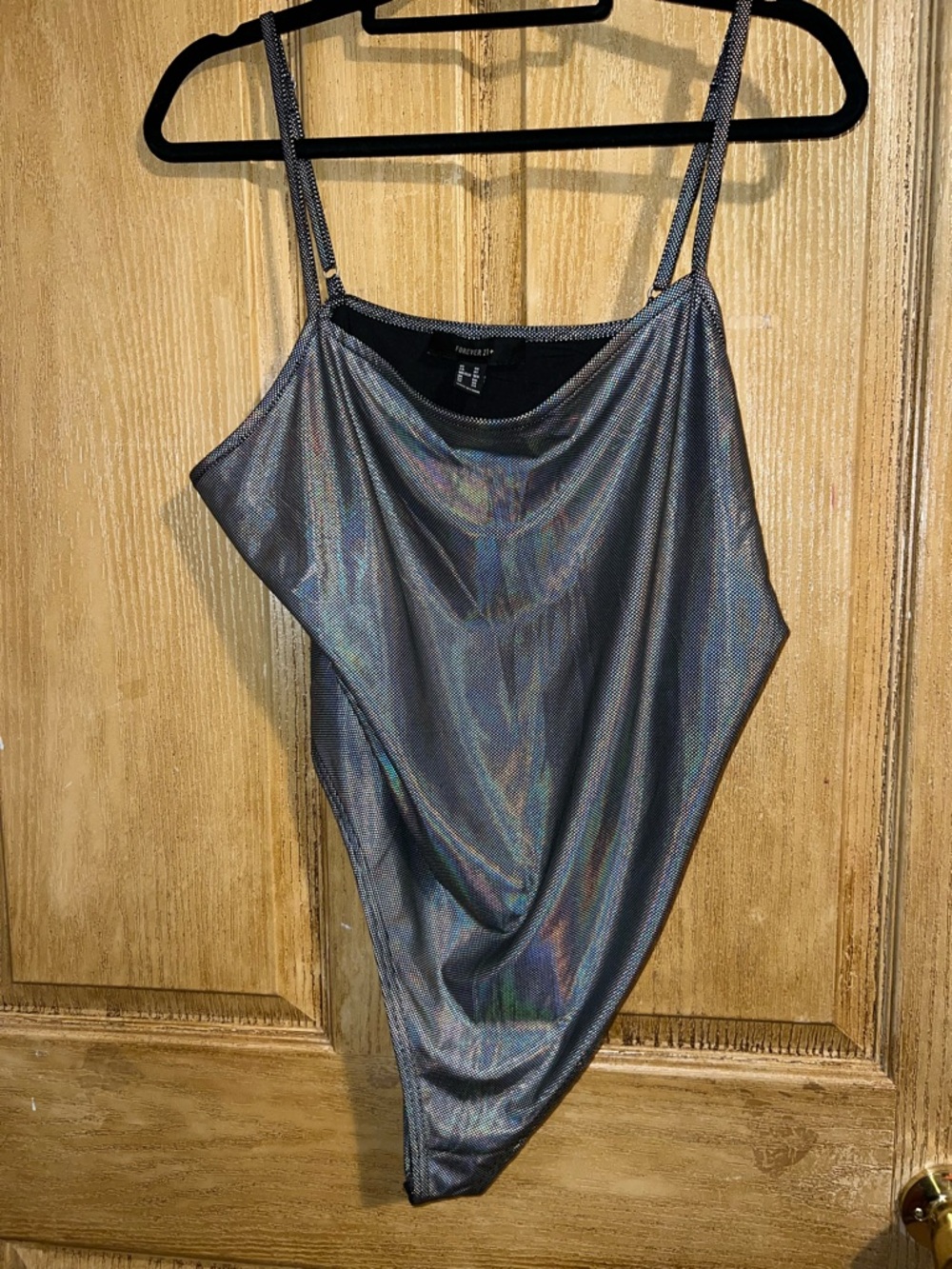 Iridiscent Black Metallic Cowl Neck Tank Top - Women forever 21 3X